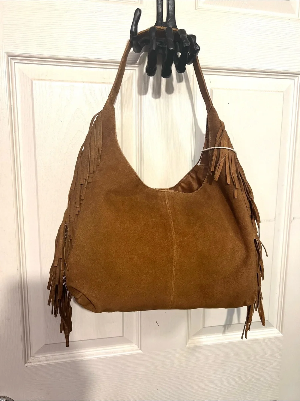 Haute Hippie brown fringed suede hobo bag-NWT